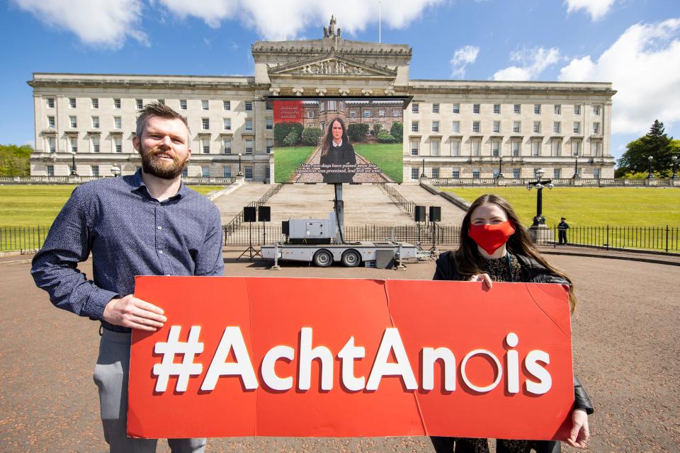 Campaigners at Stormont have called upon the Northern Ireland Executive to implement legislation regarding Irish language rights. (PA)