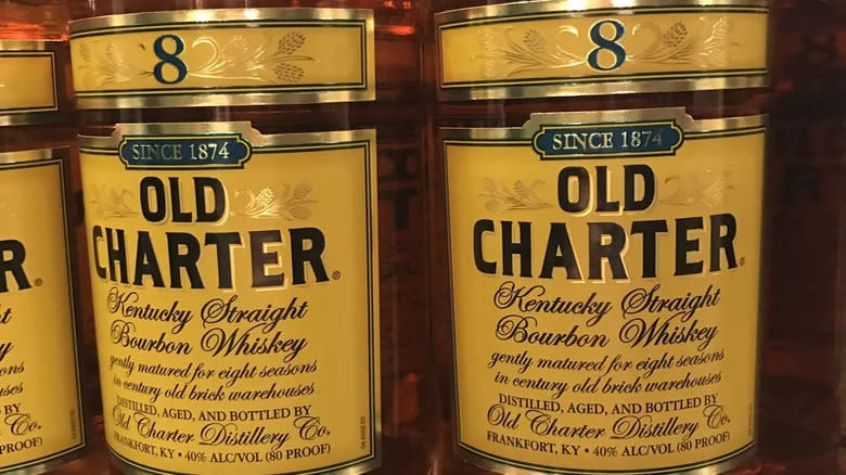 Old Charter bourbon bottles
