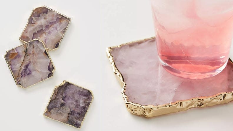 Each coaster is one-of-a-kind thanks to natural variations in the stone.