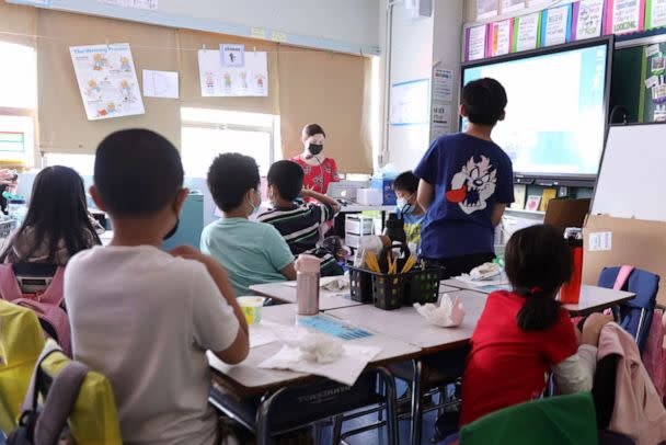 PHOTO: Students attend class on the second to last day of school as New York City public schools prepare to wrap up the year at Yung Wing School P.S. 124, June 24, 2022, in New York. (Michael Loccisano/Getty Images)