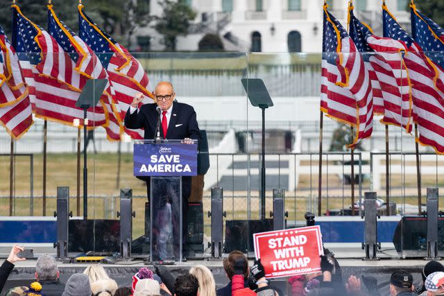 <p>Eric Lee/Bloomberg via Getty</p> Rudy Giuliani speaks at a rally on the morning of Jan. 6, 2021 — the same morning that Cassidy Hutchinson alleges he groped her