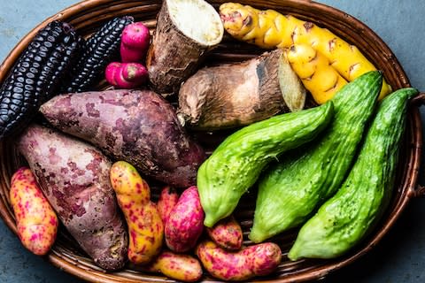 Root veg in Peru - Credit: GETTY