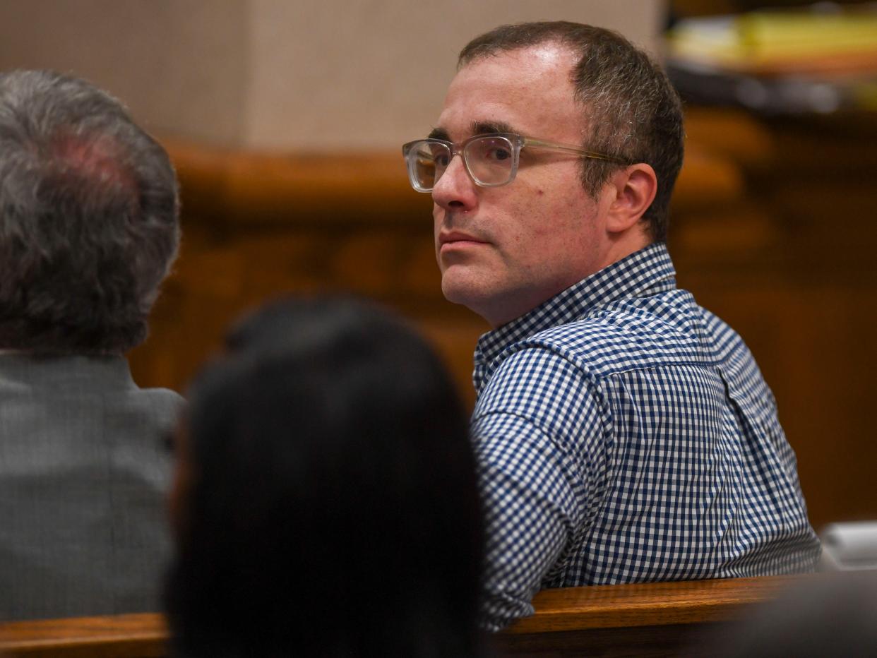 Former Jackson Chief of Staff Alex Reed waits for his hearing inside the Madison County Circuit Court in Jackson, Tenn., on Monday, July 15, 2024.