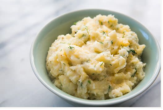 <strong>Get the <a href="http://www.simplyrecipes.com/recipes/mashed_rutabaga_with_sour_cream_and_dill/" target="_blank">Mashed Rutabaga with Sour Cream and Dill recipe </a>from Simply Recipes</strong>