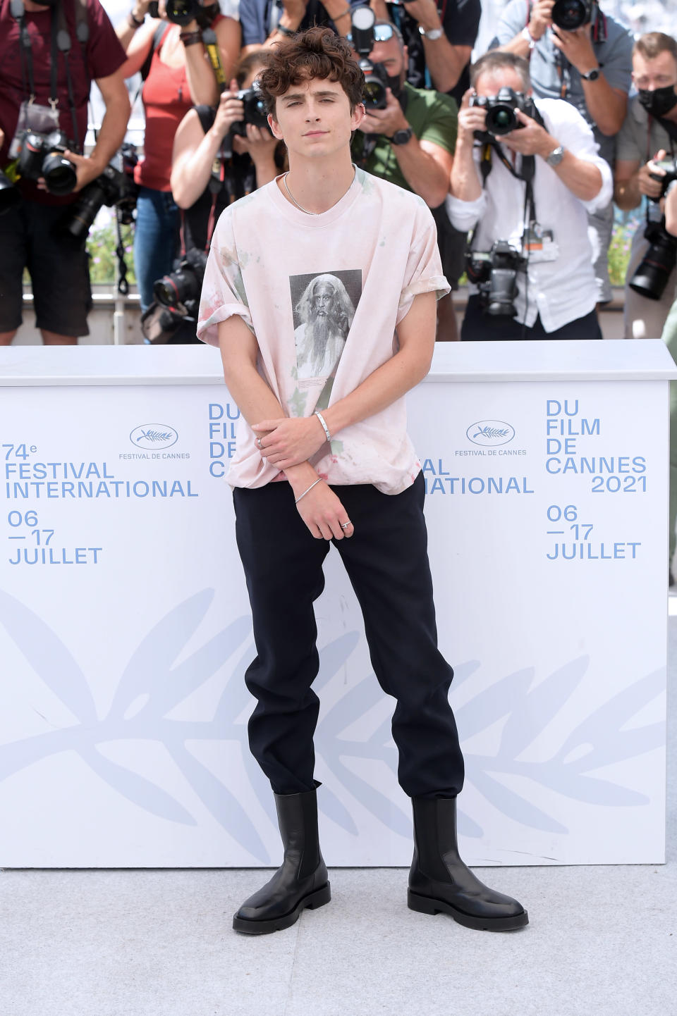 Timoth&#xe9;e Chalamet at the photocall of &#x002018;The French Dispatch&#x002019; during the 74th annual Cannes Film Festival in Cannes, France, on July 13, 2021. - Credit: maximon / MEGA