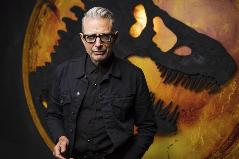 Jeff Goldblum poses for a portrait to promote the film "Jurassic World Dominion" at the Universal Studios Lot in Los Angeles on on Tuesday, May 10, 2022. (Photo by Willy Sanjuan/Invision/AP)