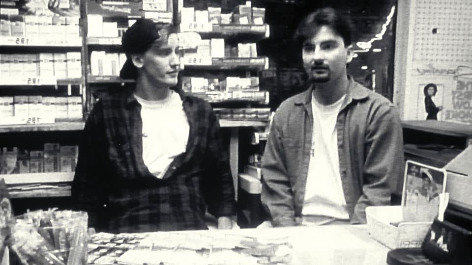 Jeff Anderson and Brian O'Halloran in "Clerks," a movie about a couple of guys being dudes. - View Askew/Kobal/Shutterstock