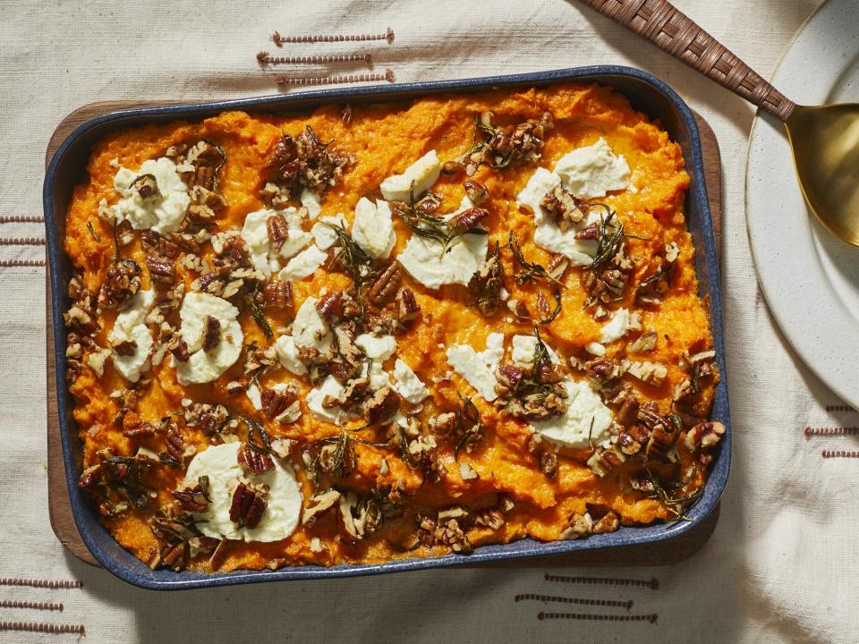 Sweet Potato Casserole with Rosemary and Goat Cheese