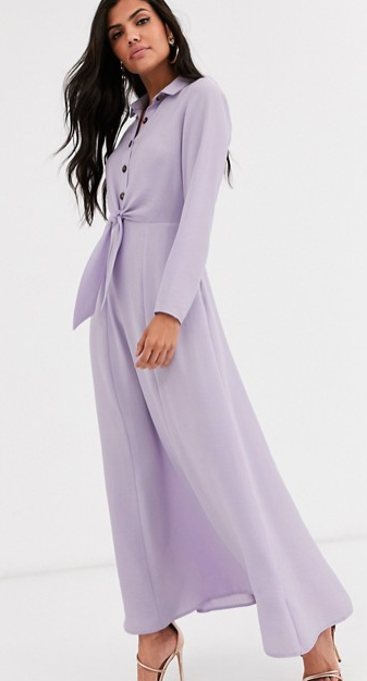 While Meghan's dress may be sold out, we found a similar purple number online. Photo: ASOS