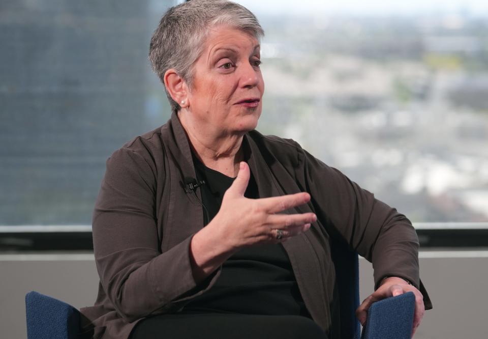 Former Gov. Janet Napolitano is interviewed in the newsroom of The Arizona Republic in downtown Phoenix on April 28, 2024.