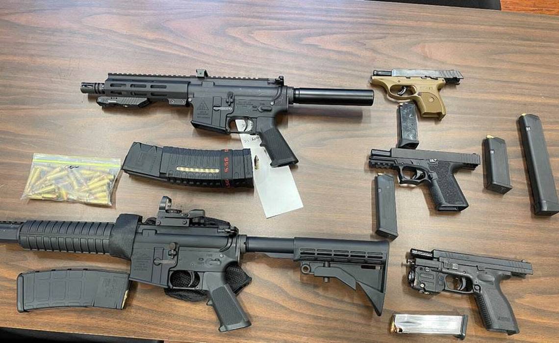 Weapons confiscated by the sheriff’s office during a recent arrest.