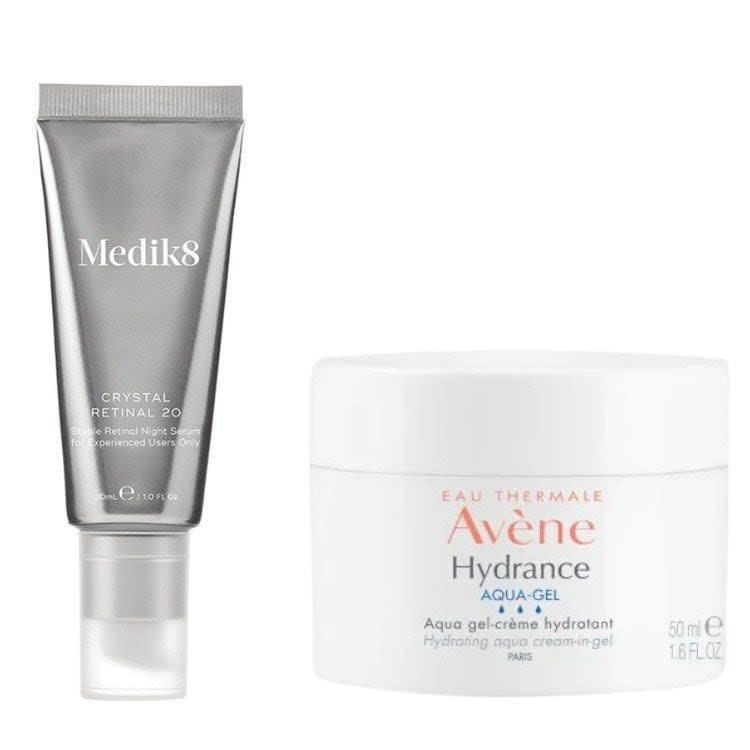 Medik 8 Retinal Crystals 1;  Avene Hydrance Aqua-Gel Cream