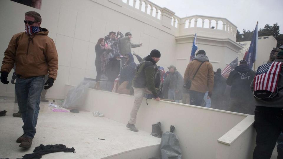 PHOTO: The FBI distributed this photo which allegedly shows Gregory Yetman at the Capitol during the Jan. 6, 2021, attack. (Jerry Habraken/USA TODAY Network)