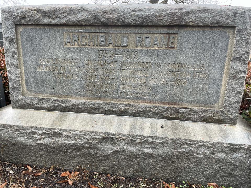 The most notable stone in Pleasant Forest Cemetery is that of Archibald Roane, second governor of Tennessee, 1801-03. 
Jan. 18, 2023.