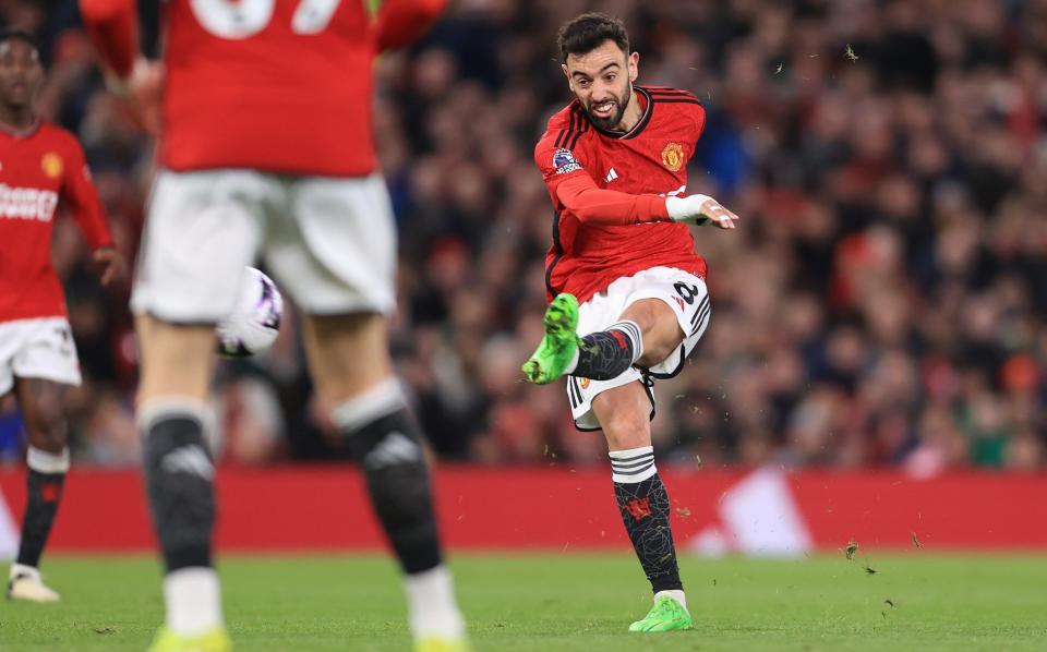 Bruno Fernandes of Manchester United scores their 3rd goal