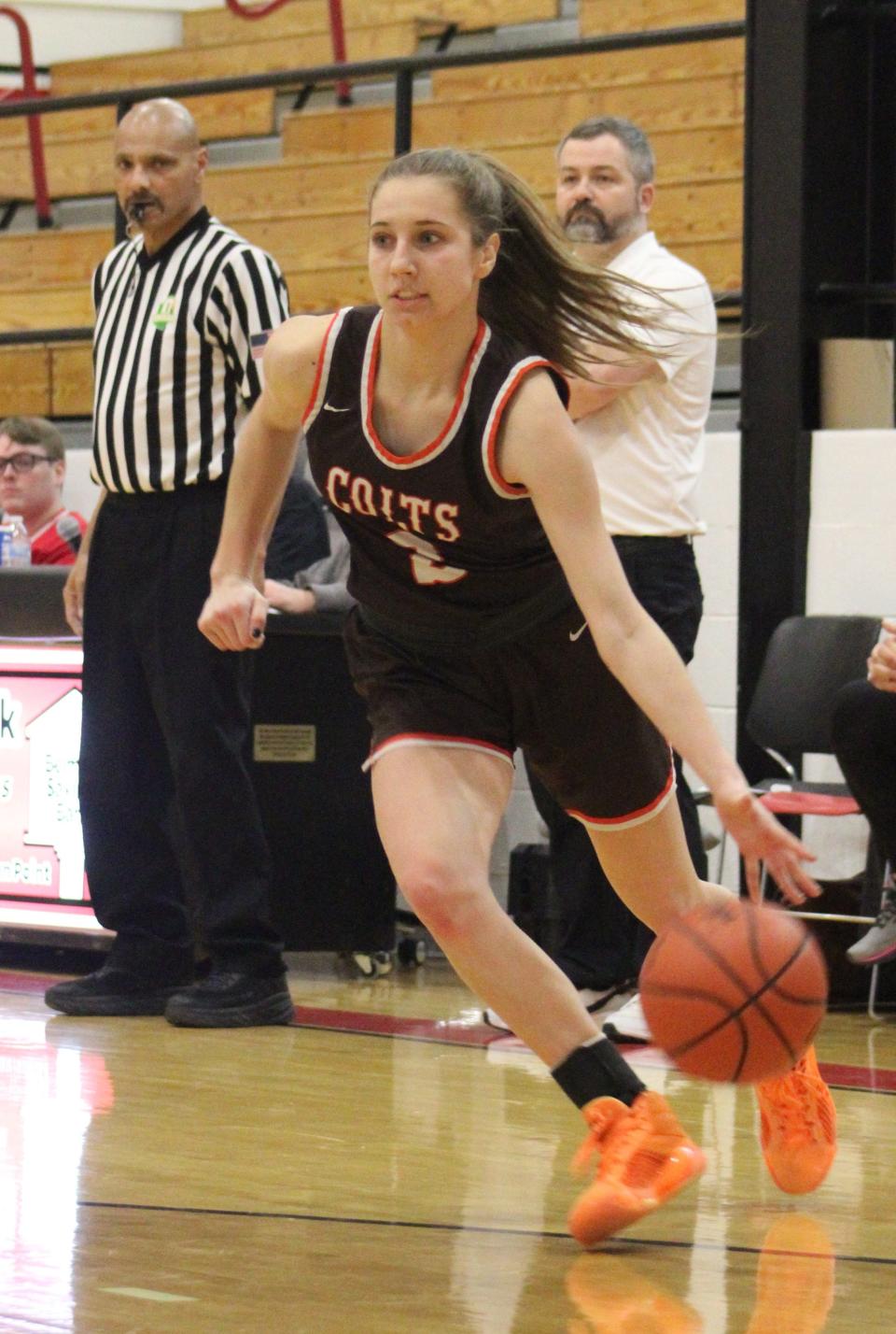 Kenli Norman looks to drive toward the baseline against Bellaire.