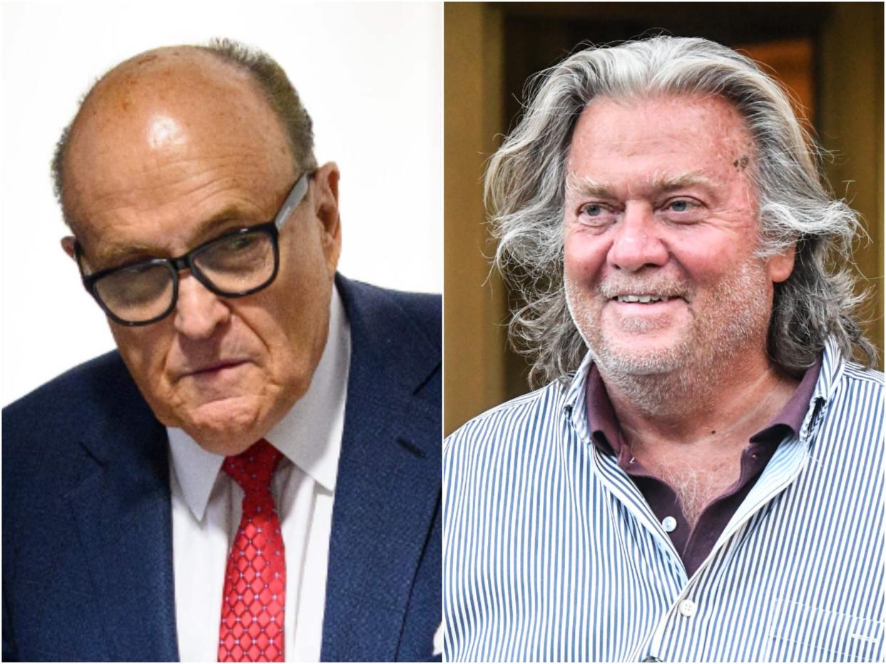 Rudy Giuliani and Steve Bannon.  (Getty Images)