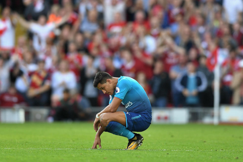 Alexis Sanchez surveys Arsenal’s Anfield wreckage from an all-time low point