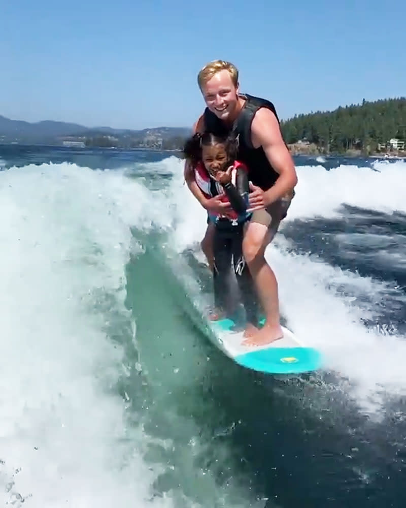 Kim Kardashian Daughter North Hilariously Screams Learning to Wake Surf