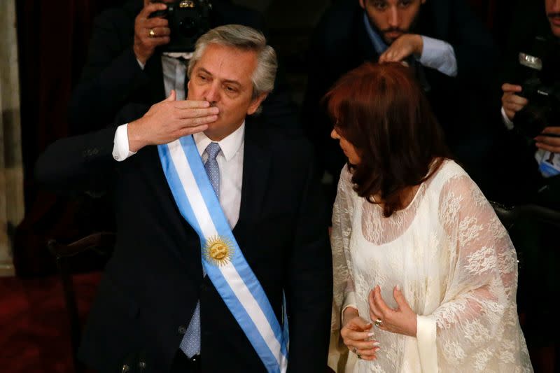 El presidente argentino, Alberto Fernández, durante su ceremonia de toma de posesión en el Congreso Nacional, en Buenos Aires.