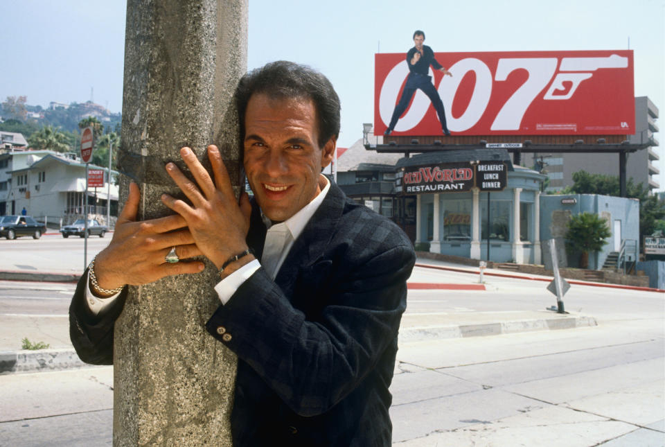 WEST HOLLYWOOD, CA - 1988:  Actor Robert Davi poses on Sunset Blvd during a 1988 West Hollywood, California, photo portrait session. Davi plays a Colombian drug lord in the 1989 James Bond movie 