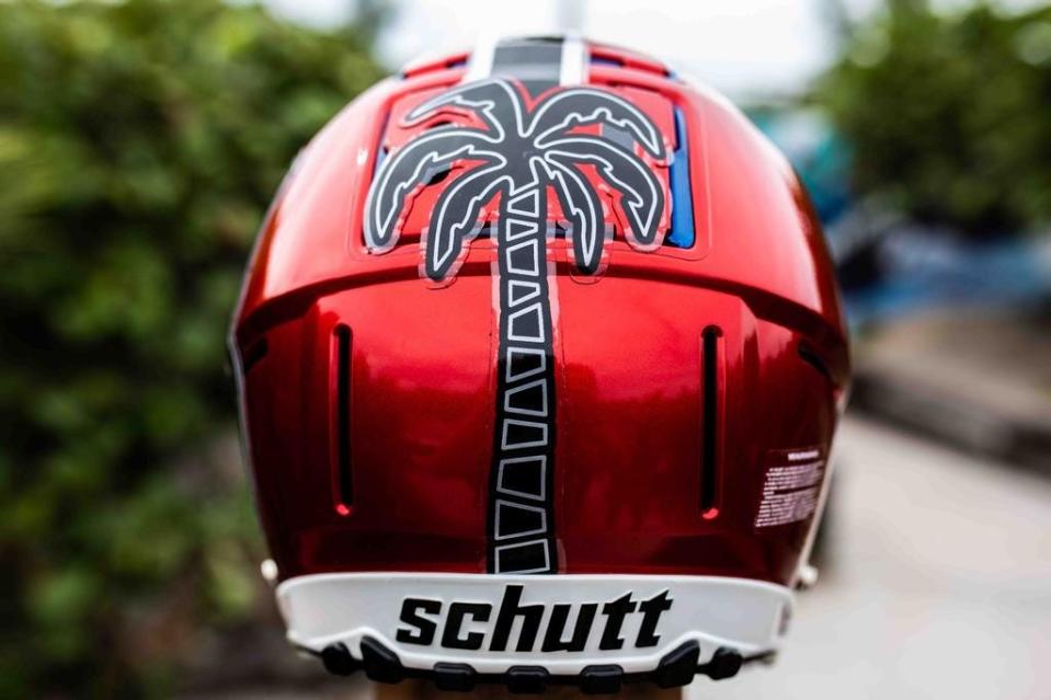 The back of the alternate uniforms helmet features a palm tree, a tribute to Boca Raton where the university is located.