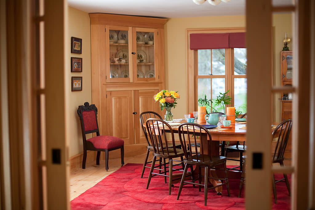 dining room with set table, new york