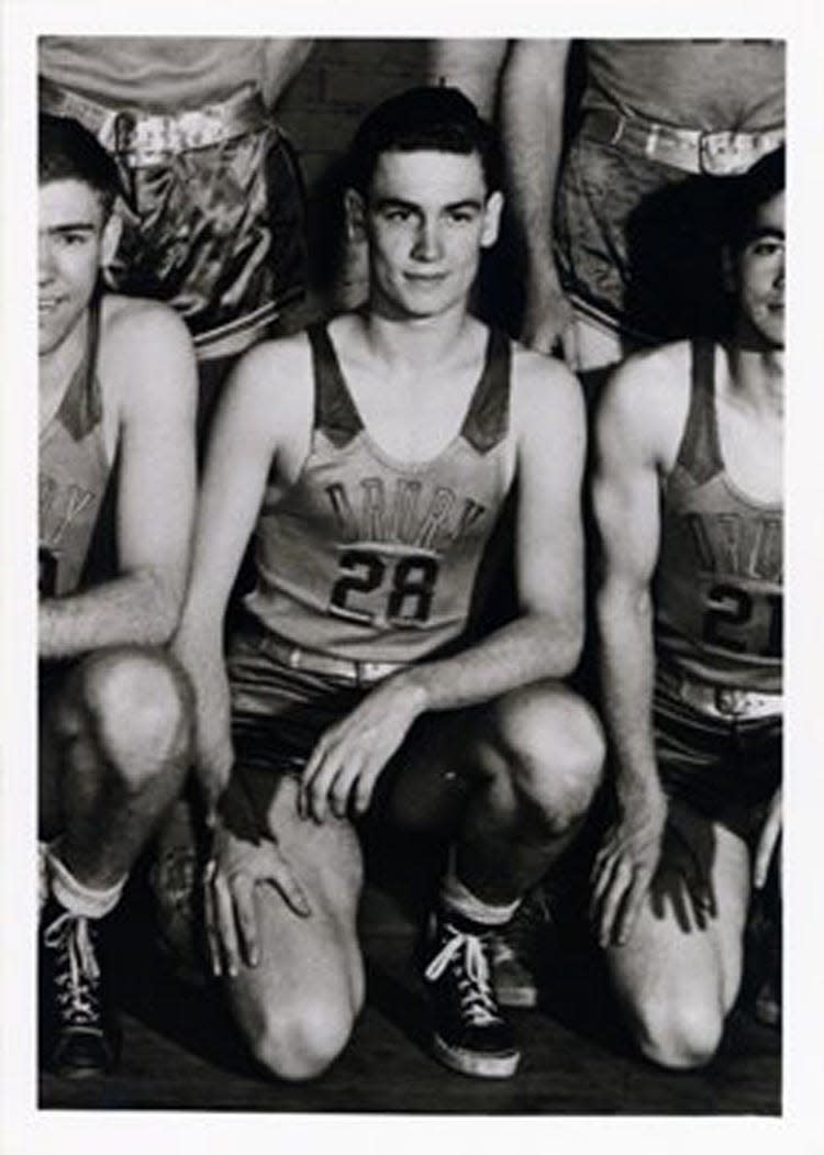 Bob Barker on the Drury basketball team in 1943
