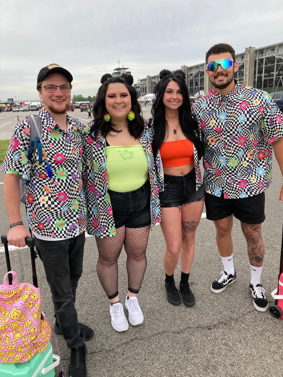 From left, Rex Buckley and Taylor Hobbs of Fishers and Ashley Smith and Zayhn Enfield of Elkhart, were ready to head into the 2023 Snake Pit concert.