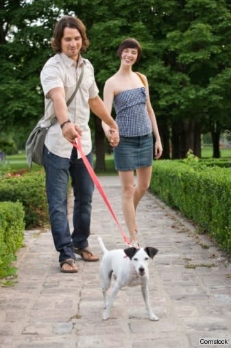 couple with puppy