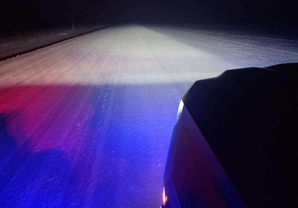 This photo posted to social media early Friday morning by the Franklin County Sheriff’s Office shows a snow covered road in north Franklin County.