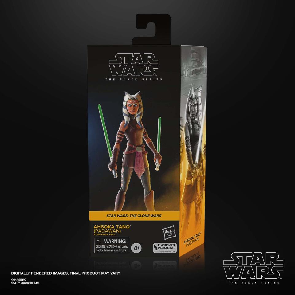 The Black Series Ahsoka Tano action figure posed against a black background