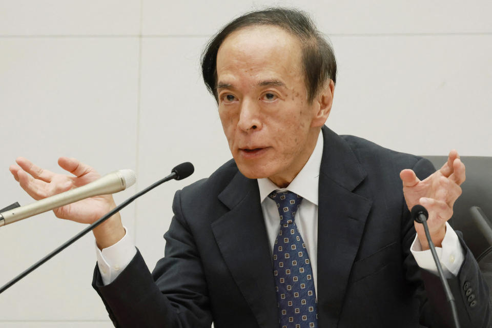 Bank of Japan governor Kazuo Ueda speaks during a press conference after holding a monetary policy meeting at the Bank of Japan headquarters in Tokyo on September 22, 2023. The Bank of Japan stuck to its ultra-loose monetary policy on September 22, though officials face increasing pressure to turn more hawkish as the yen weakens and after fresh data showed inflation remained stubbornly high. (Photo by JIJI Press / AFP) / Japan OUT (Photo by STR/JIJI Press/AFP via Getty Images)