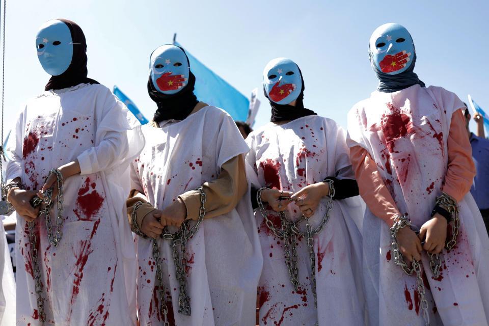 Protest gegen die Behandlung der Uiguren in China.