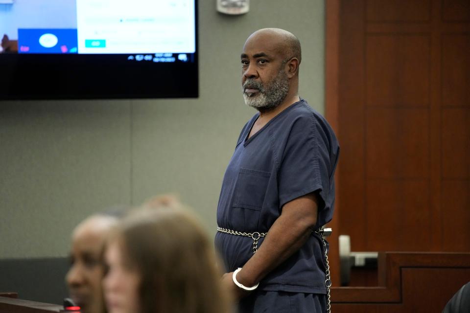 Duane "Keffe D" Davis appears in court on Oct. 19. A Las Vegas judge said he can be released from jail and serve house arrest with electronic monitoring ahead of his June trial.