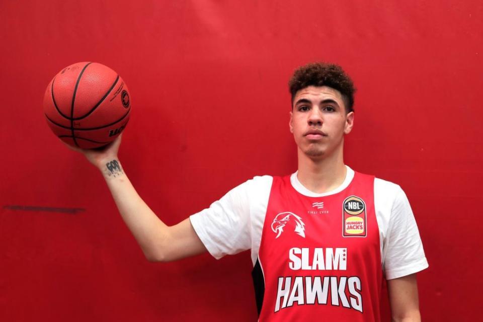 WOLLONGONG, AUSTRALIA - AUGUST 21: American teenage star, LaMelo Ball, poses for a photograph during an Illawarra Hawks NBL media opportunity at The Snakepit on August 21, 2019 in Wollongong, Australia. (Photo by Mark Evans/Getty Images)