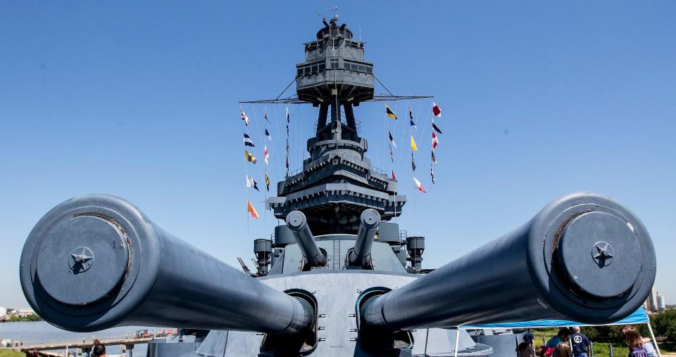 The main batteries of the US battleship, USS Texas.