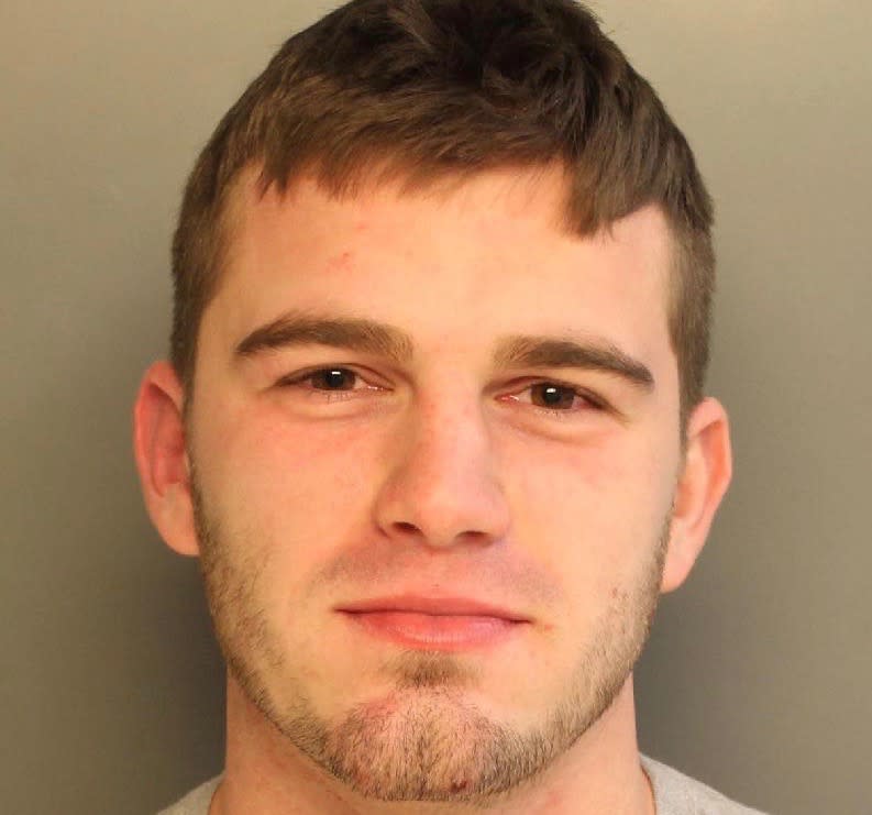 Eagles fan Taylor Hendricks was arrested after allegedly punching a police horse. (Philadelphia PD)