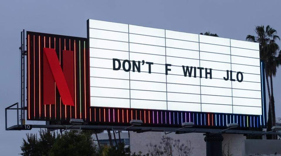 Netflix’s latest billboard is defending Jennifer Lopez. Netflix/X