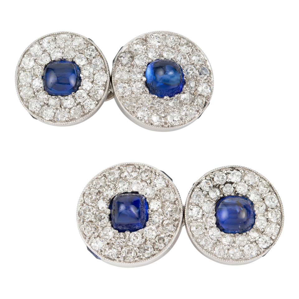 Omneque Cartier Sapphire and Diamond Cufflinks