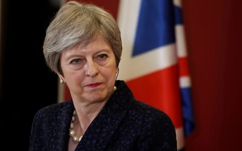 Theresa May - Credit: Boris Grdanoski/AP