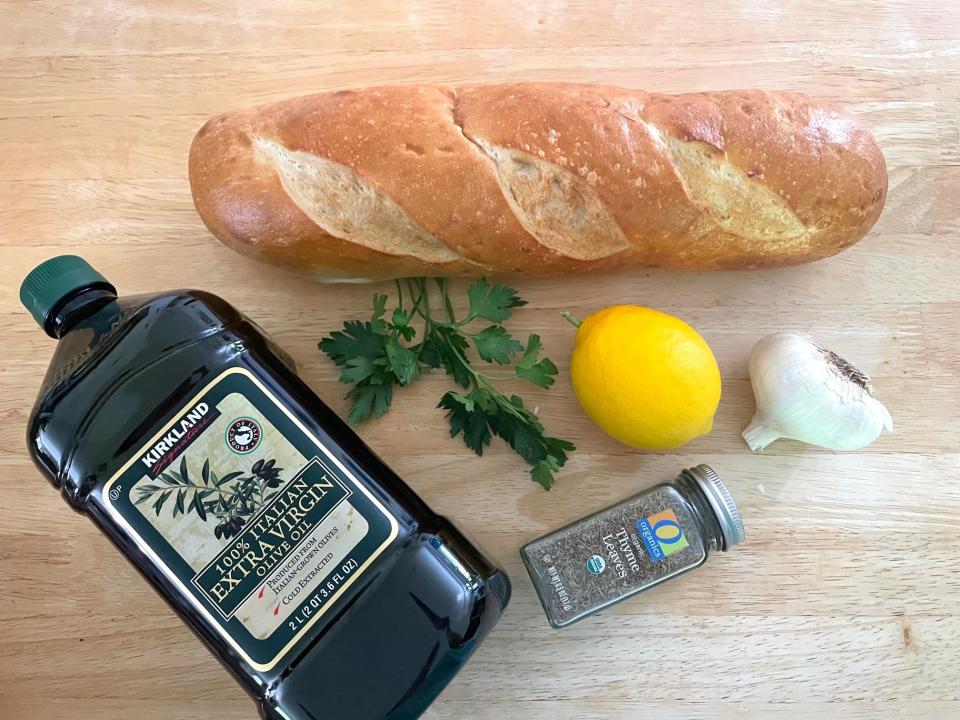 Ingredients for Martha Stewart's garlic bread