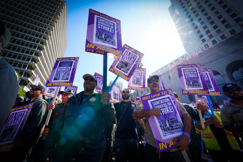 SEIU Local 721, a union representing county and city employees across Southern California, said that more than 11,000 Los Angeles city workers will participate in the strike.