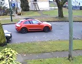 Police are looking for an orange Porsche Macan car that they believe may be connected to the luring case in East Vancouver.