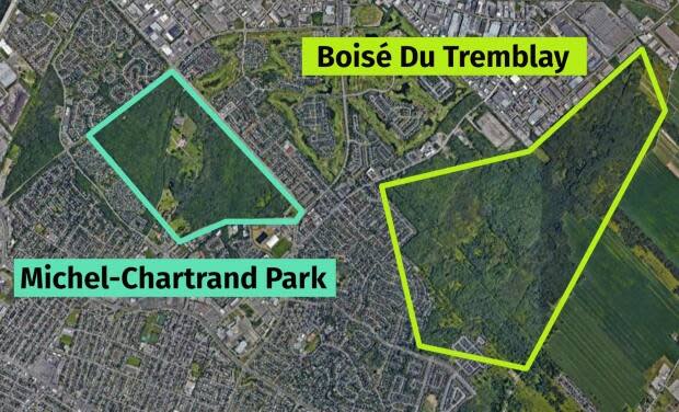 At its closest points, Michel-Chartrand park is hardly a kilometre from the Boisé Du Tremblay, where annual hunting is allowed. Next to the Boisé is a vast stretch of farmland.