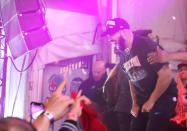 TORONTO, ON- JUNE 13 - Drake celebrates. Toronto fans watch, worry and celebrate at Jurassic park as the Toronto Raptors beat the Golden State Warriors in game six to win the NBA Championship at Oracle Arena in Oakland outside at Scotiabank Arena in Toronto. June 13, 2019. (Steve Russell/Toronto Star via Getty Images)