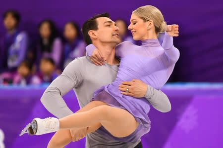 Feb 15, 2018; Pyeongchang, South Korea; Alexa Scimeca Knierim and Chris Knierim (USA) compete in pairs free skating during the Pyeongchang 2018 Olympic Winter Games at Gangneung Ice Arena. Mandatory Credit: Robert Deutsch-USA TODAY Sports