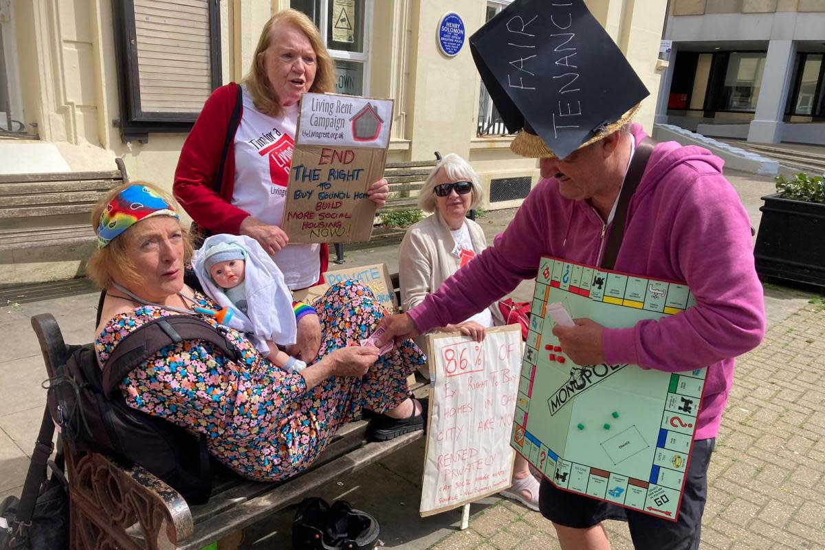 Campaigners staged a demonstration outside of the town hall against rent controls <i>(Image: David Gibson)</i>
