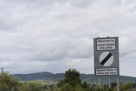 A sign saying welcome to Northern Ireland is seen on the border of Armagh and Louth in Ireland June 27, 2016. REUTERS/Clodagh Kilcoyne