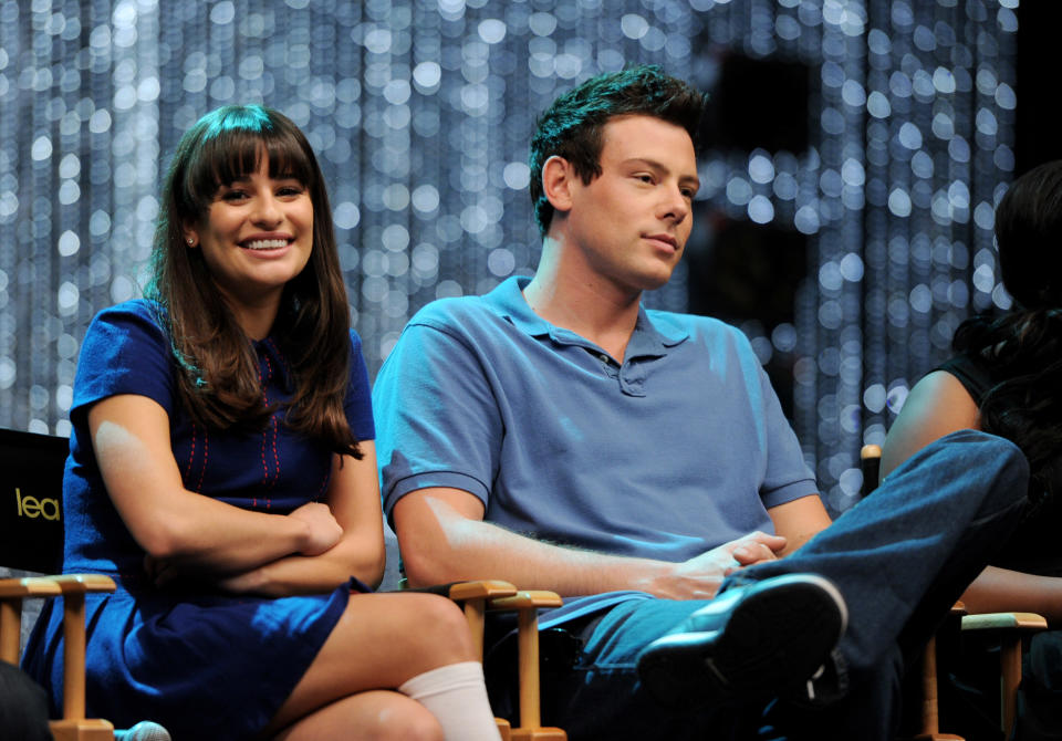 LOS ANGELES, CA - OCTOBER 26: Actors Lea Michele (L) and Cory Monteith appear at the "GLEE" 300th musical performance special taping at Paramount Studios on October 26, 2011 in Los Angeles, California. (Photo by Kevin Winter/Getty Images)